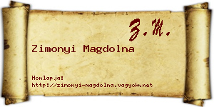Zimonyi Magdolna névjegykártya